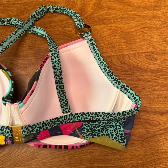 BLEU Sweetheart Bra Swimsuit Top SZ. 36D Purple Tropical Print - Picture 11 of 16